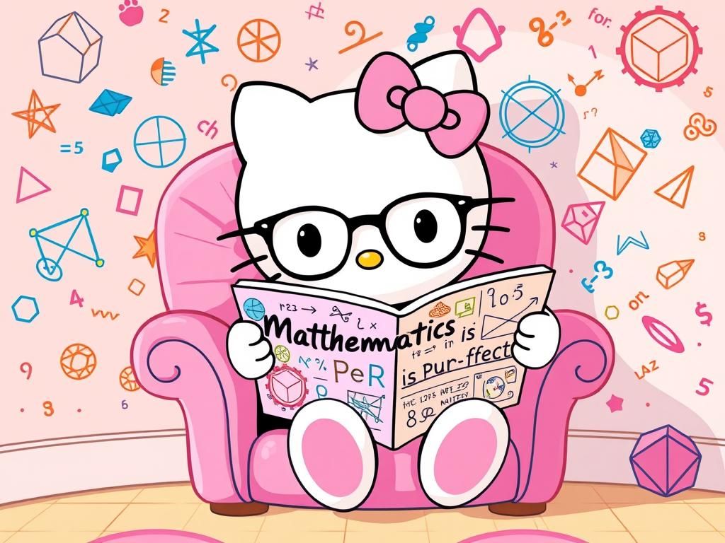 Hello Kitty Reads Math Magazine in Whimsical Art Style