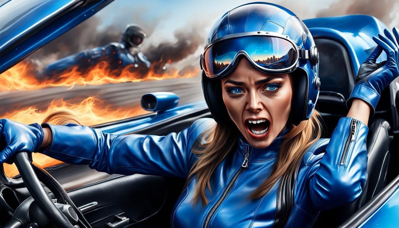 Racing Car Trauma: A Hyperrealistic Digital Art Piece