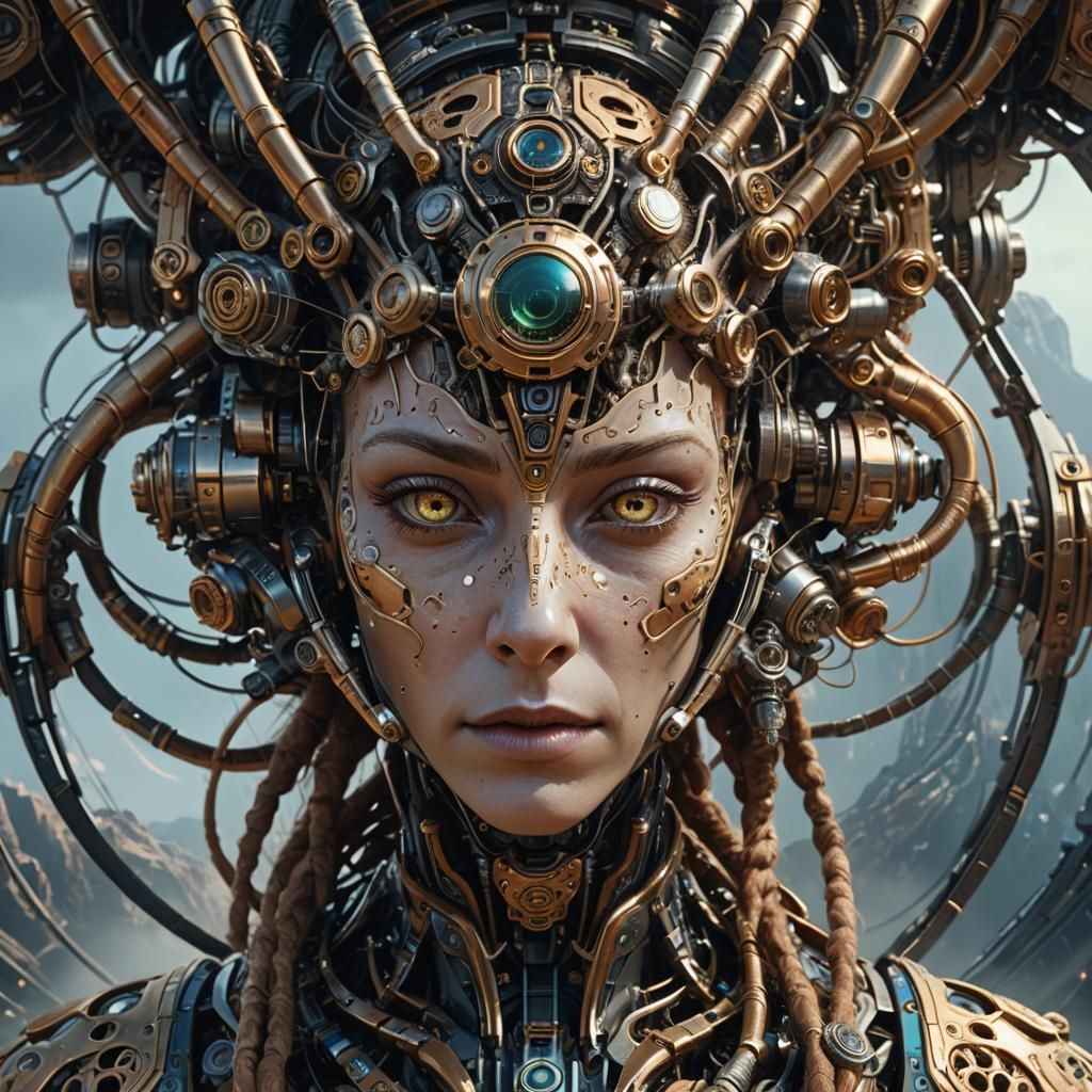Clockwork Alien Portrait in Horizon Zero Dawn Style