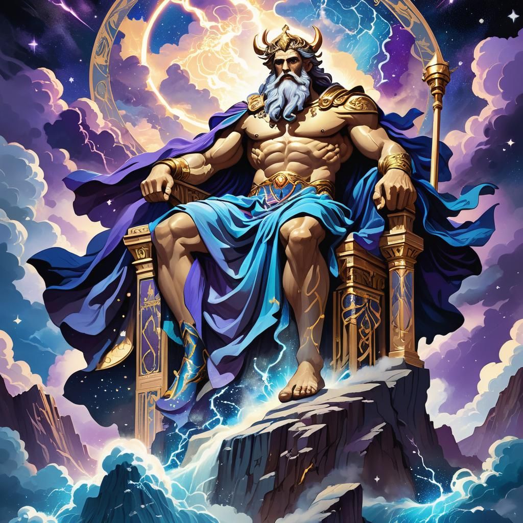 Zeus on Mount Olympus: Mythological Illustration