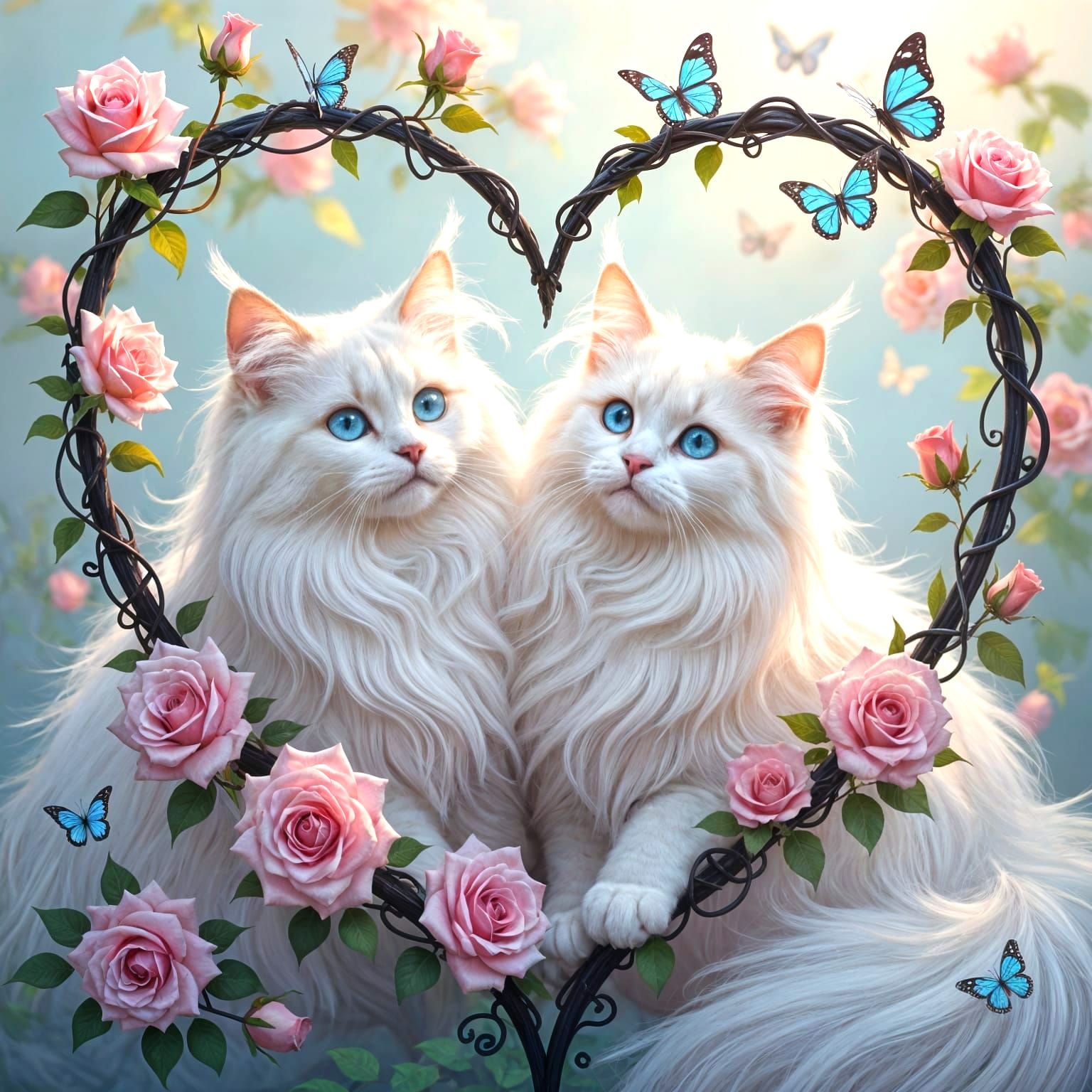 Fairytale Cats in Art Nouveau Style