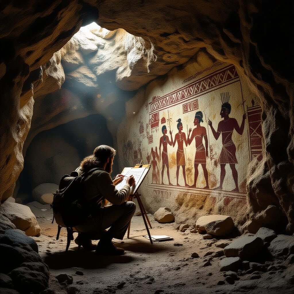 Anthropologist Sketches Ancient Cave Art in Dramatic Chiaros...
