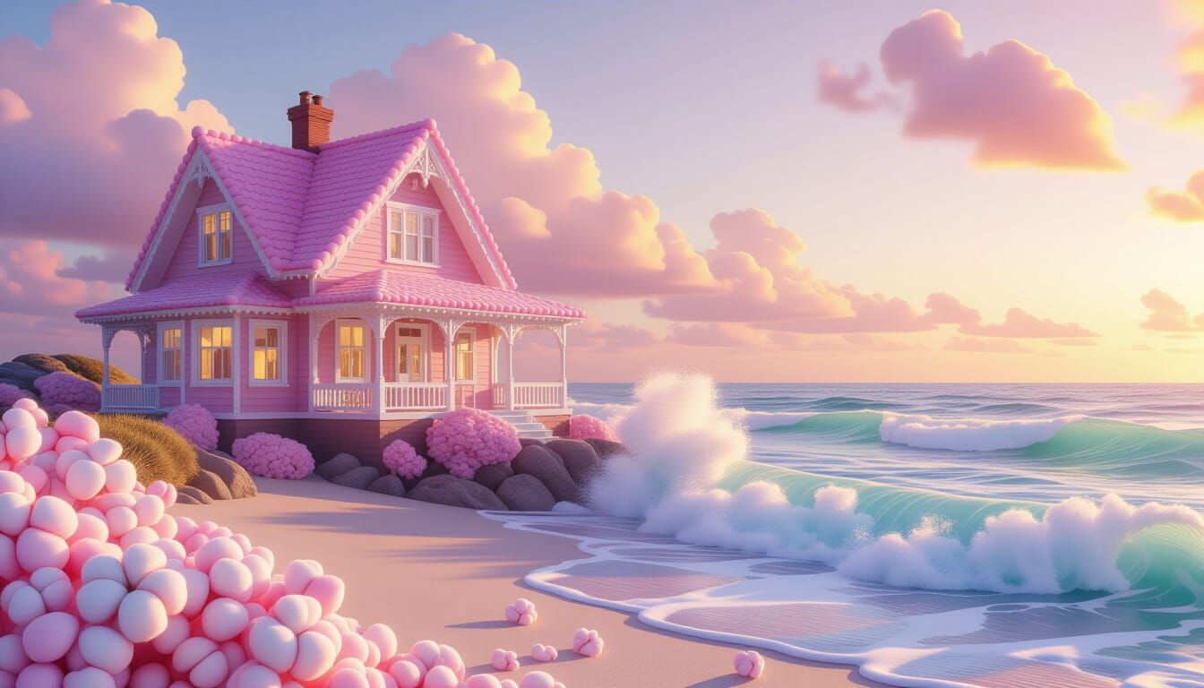 Candy Glass House on a Rock Candy Beach