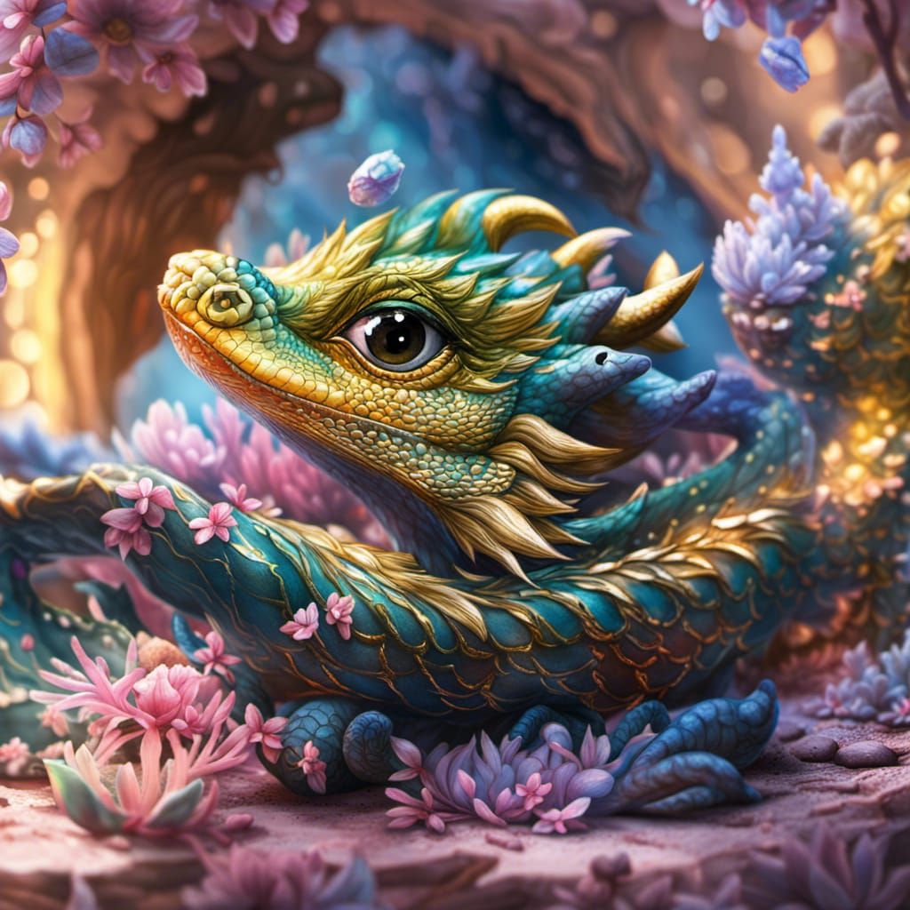 Adorable Pastel Dragons in Gouache Style