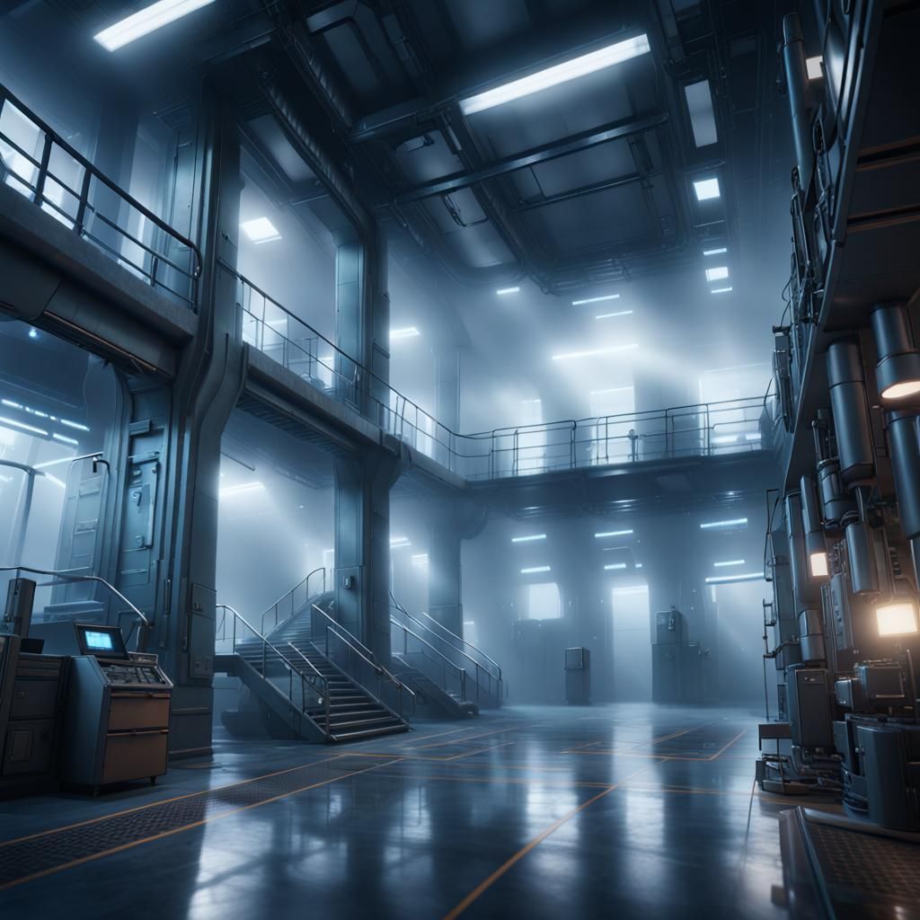 Ominous Blue Fog in Research Facility