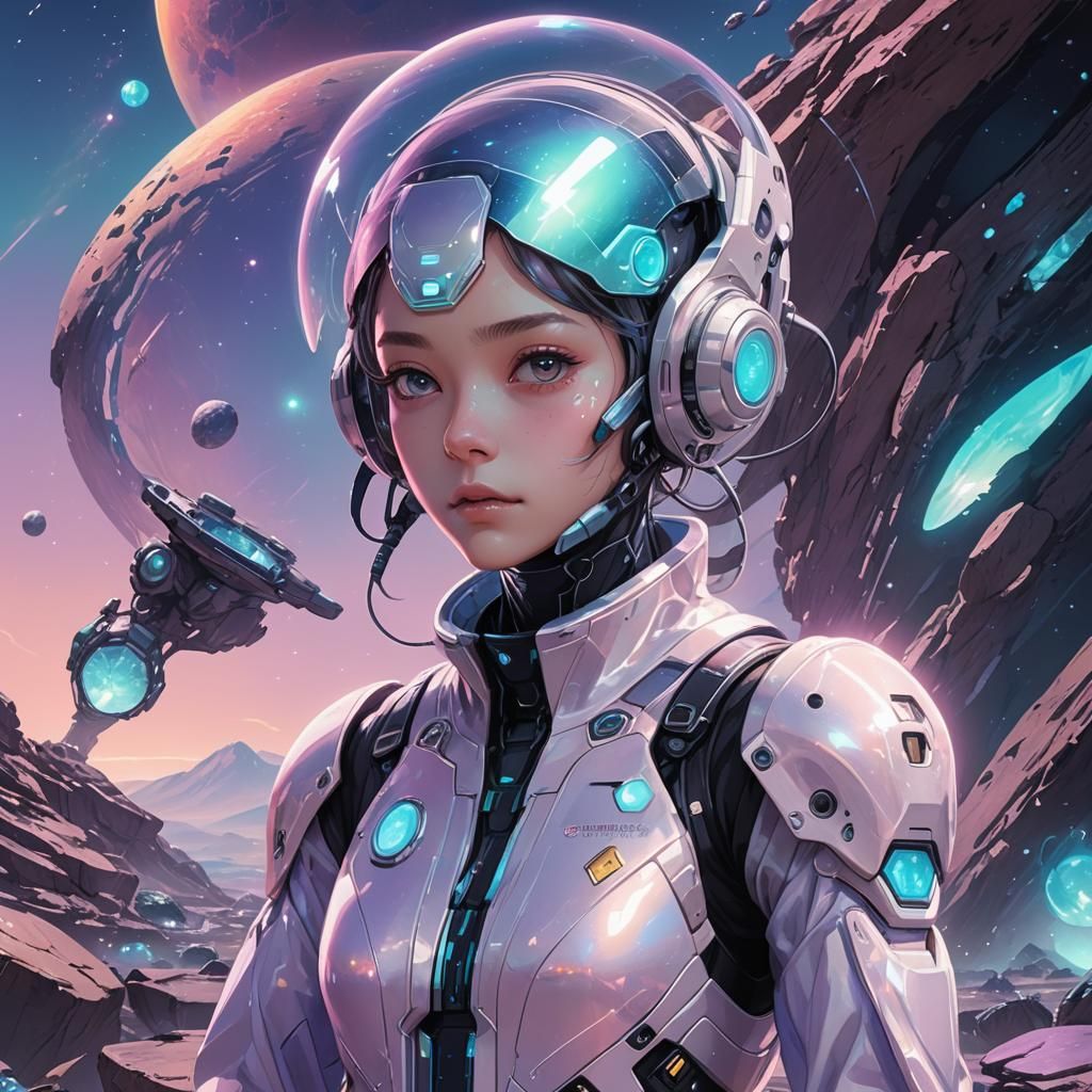 Anime Style Alien Linguist in Tech Suit Portrait