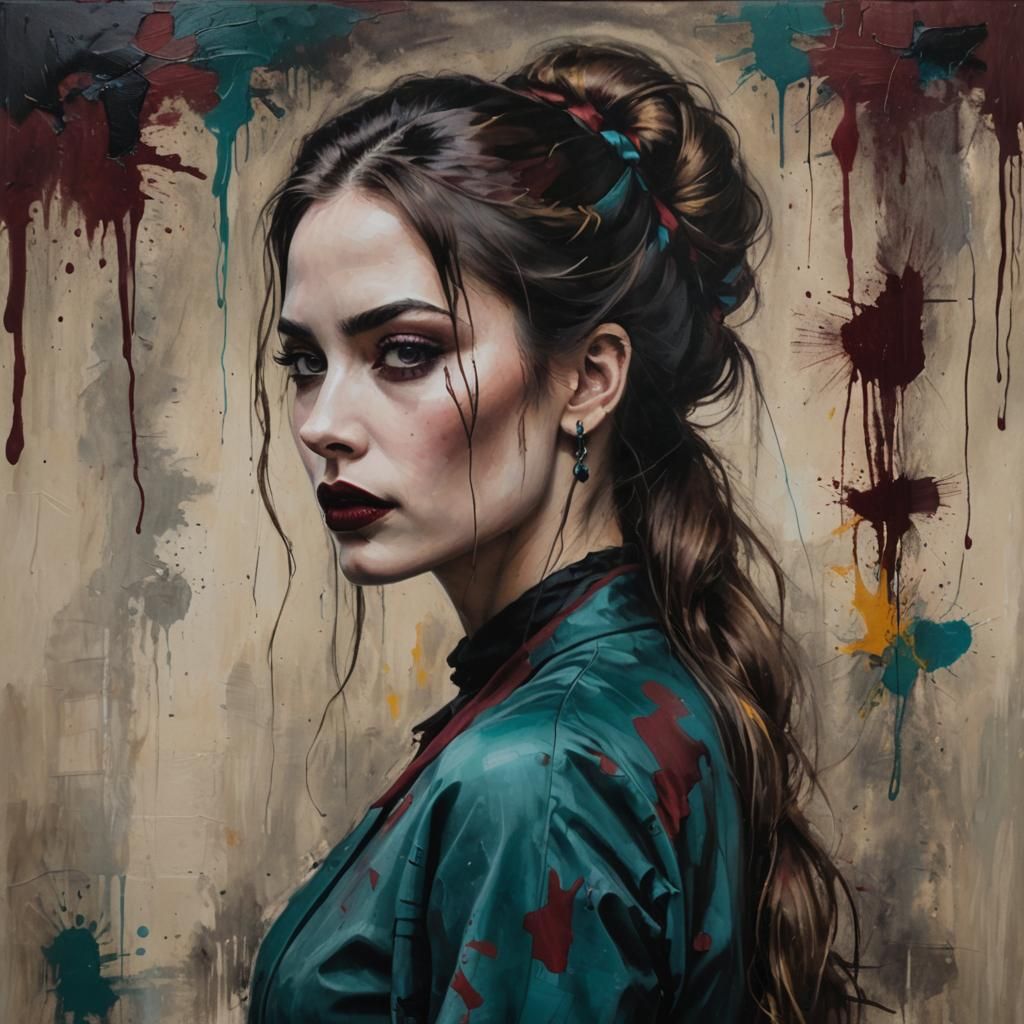 Portrait of Woman with Dark Red Lipstick