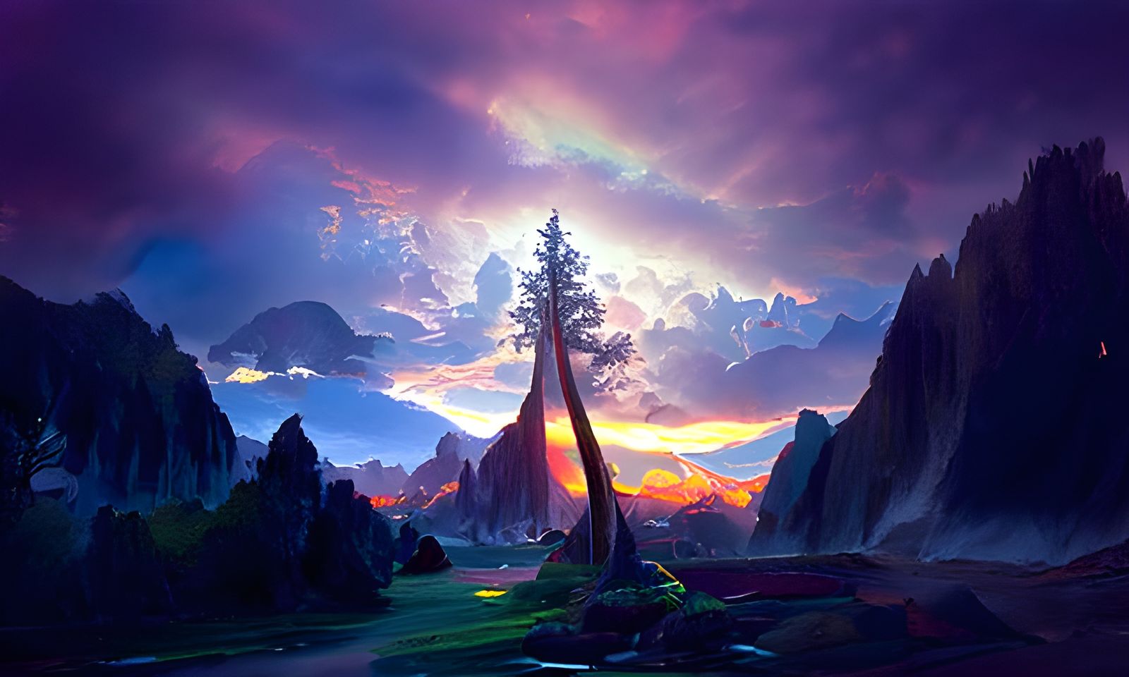 Majestic Natural Vista Painting in Hyperdetailed Style