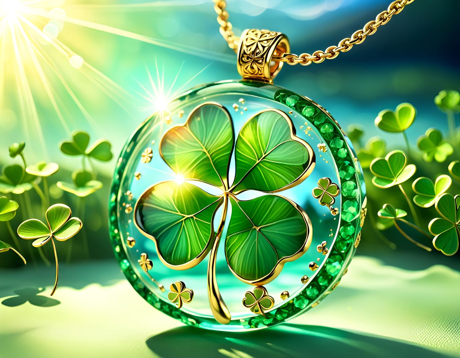 Four-leaf clovers talisman (necklace)