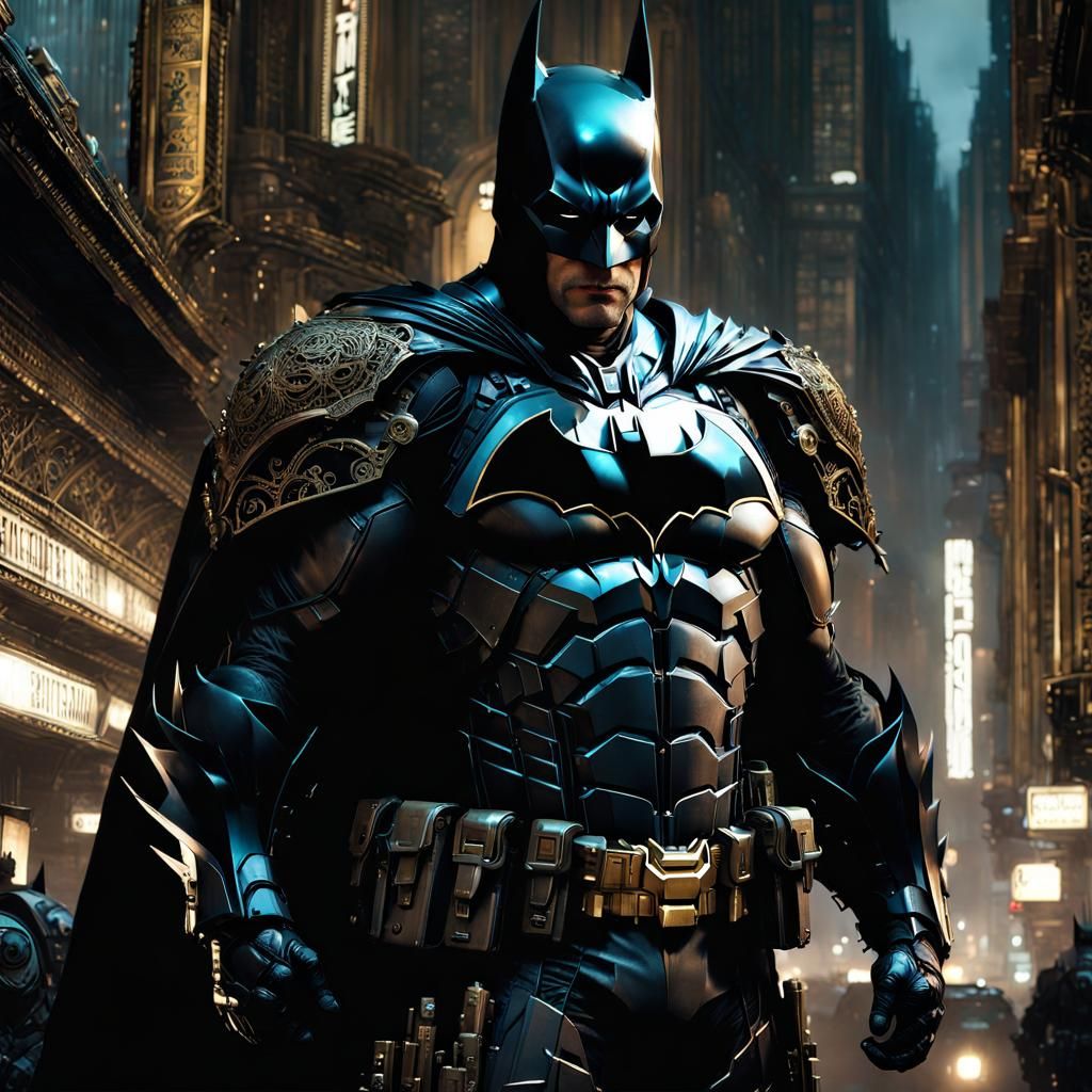 Cyberpunk Batman in Ornate Transparent Armor