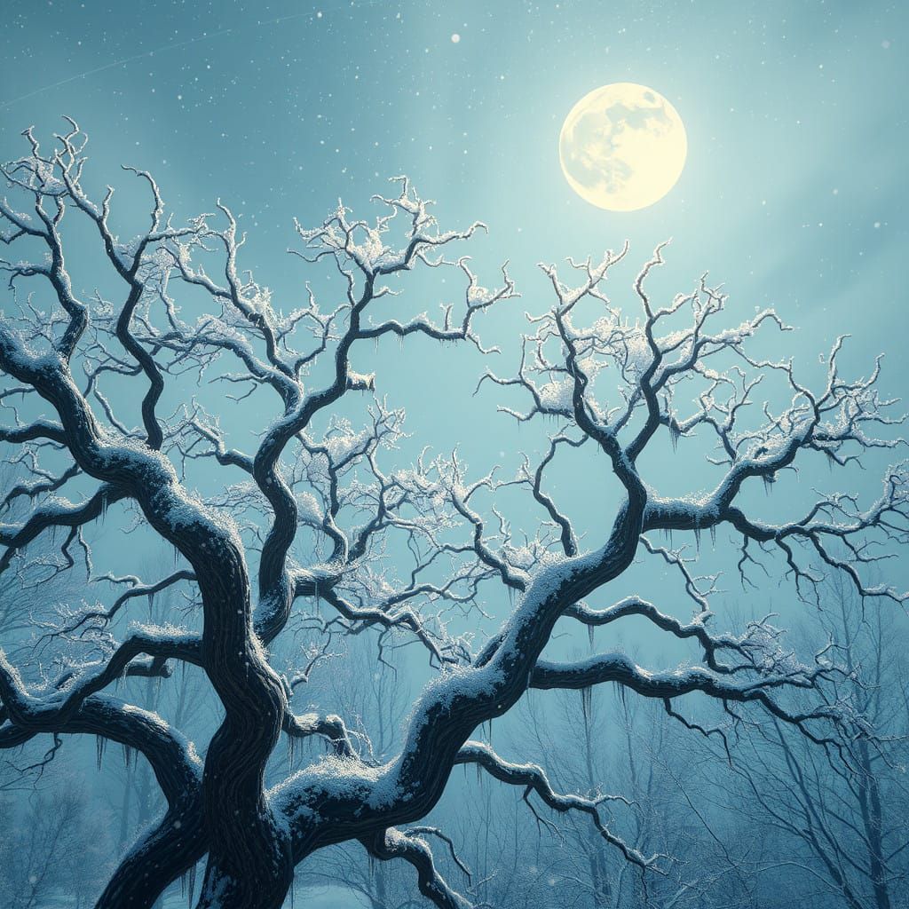 Ethereal Snowfall in a Dreamlike Landscape