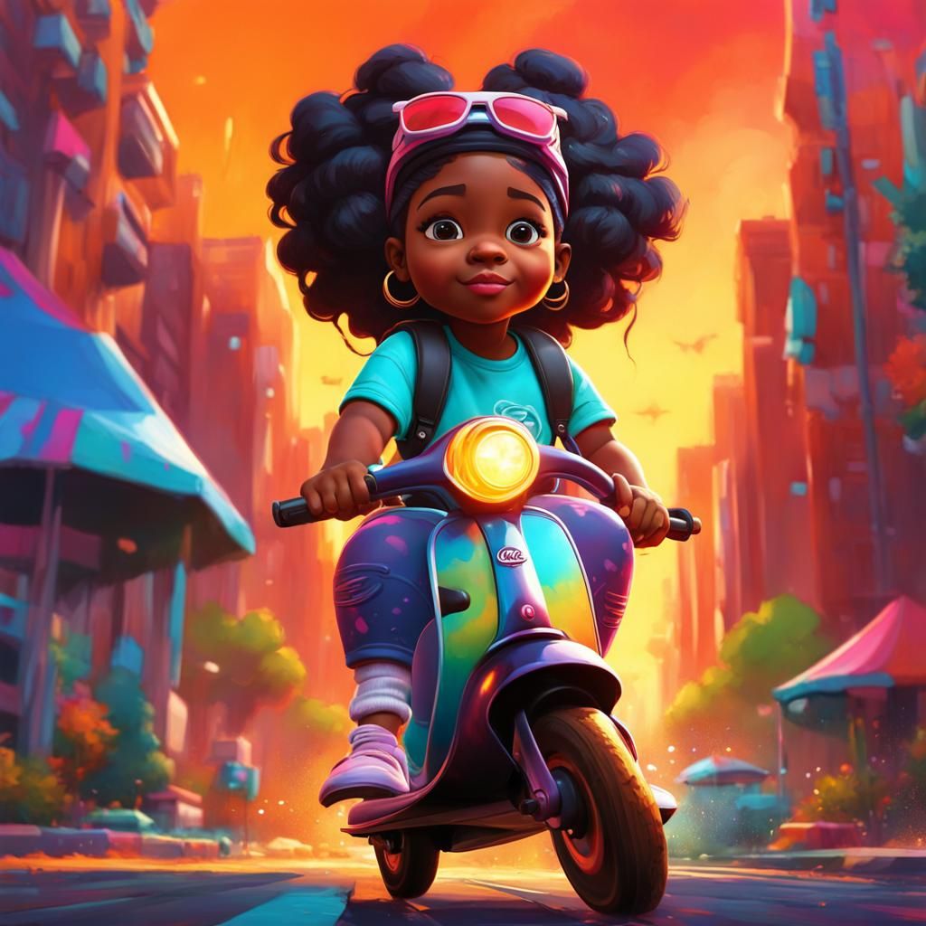 Girl on Scooter: Graffiti Art in the Park