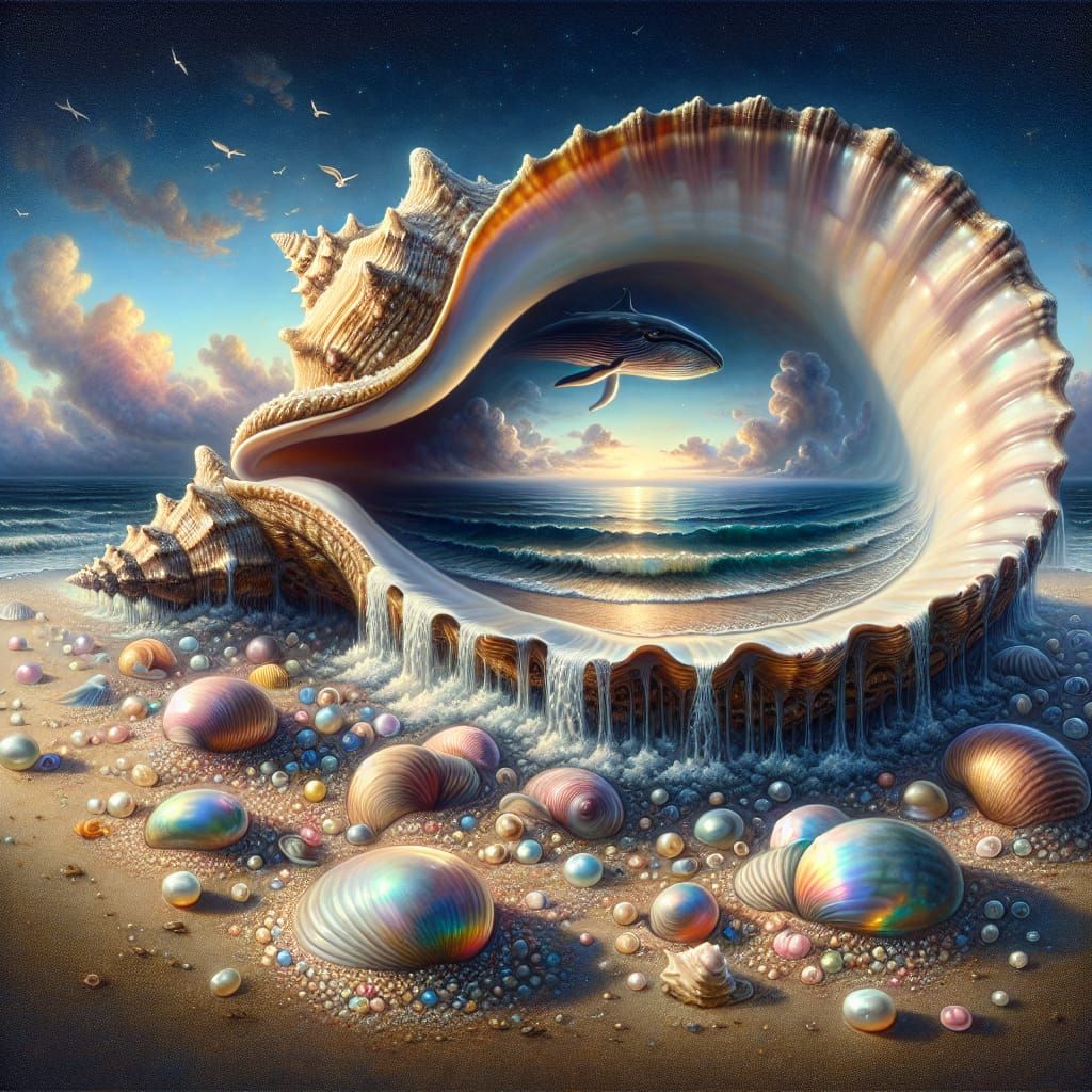 Seashell Ocean Dreamscape in Symbolist Style