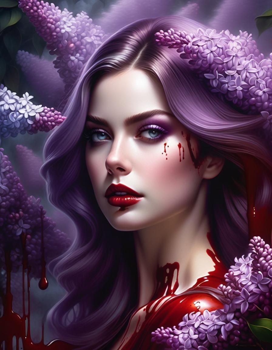 Surreal Portrait of Mourning Woman Praying
