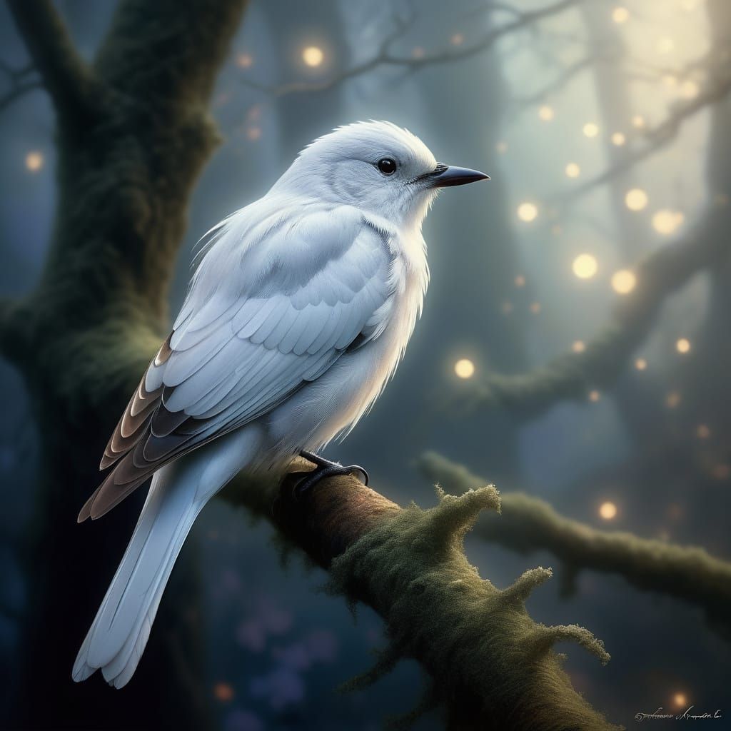 Ethereal White Bird in Soft Focus