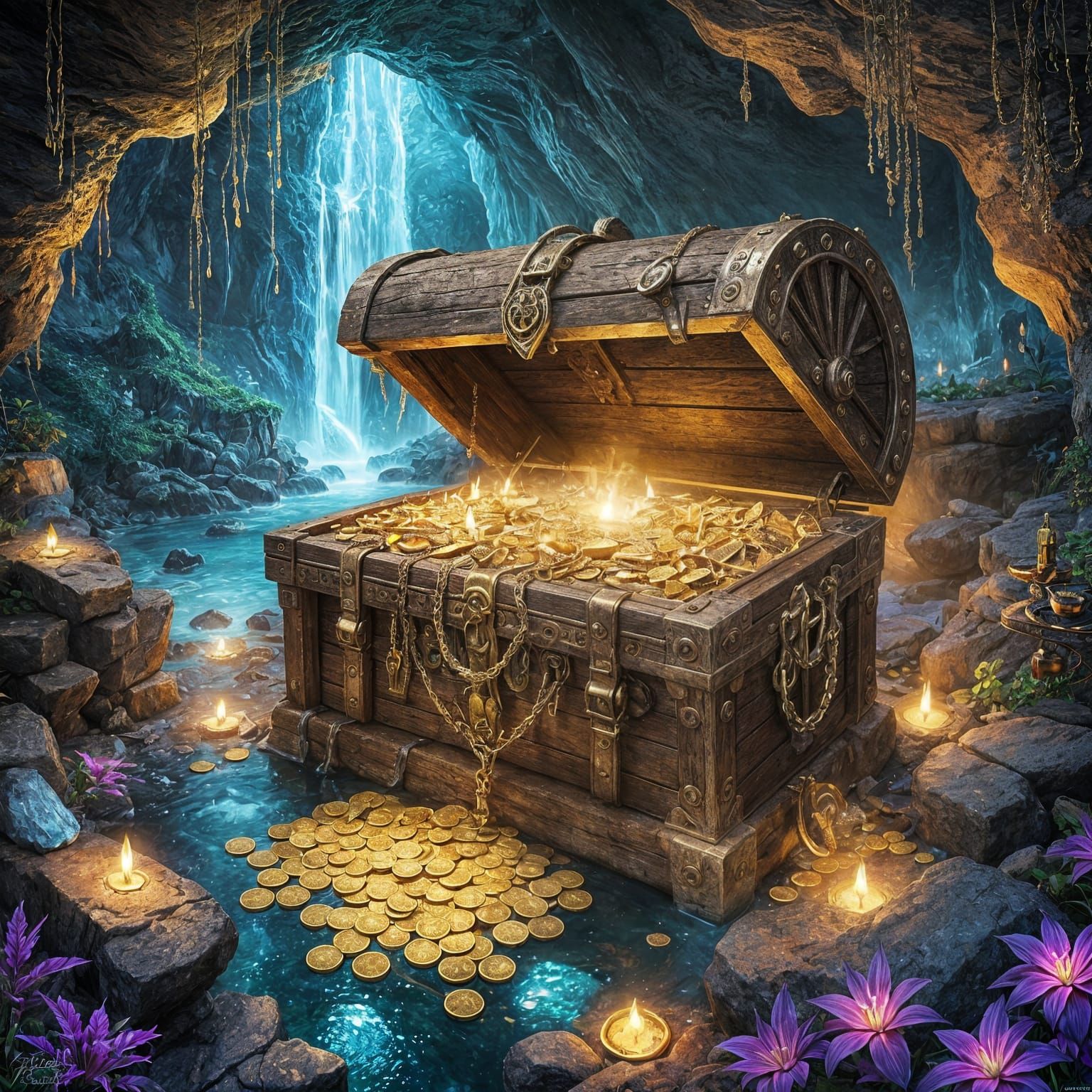Pirate Treasure Trove in a Magical Cavern