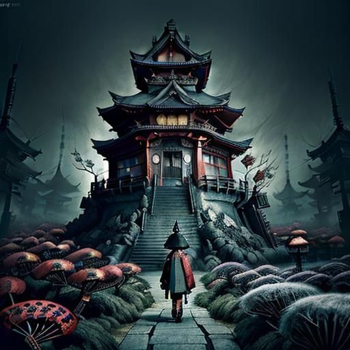 Dystopian Fantasy Figure in 3D Shading Style