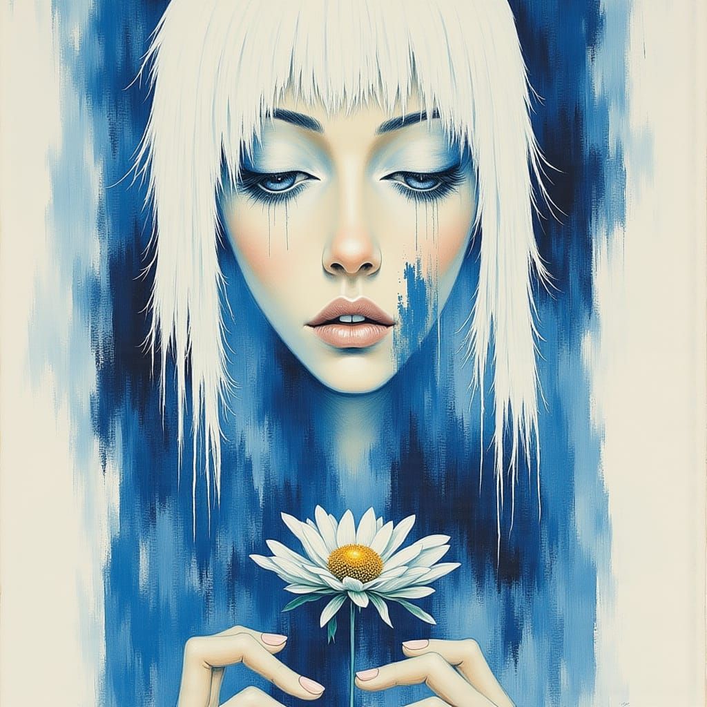 Dreamlike Mythological Landscape in Blue Hues