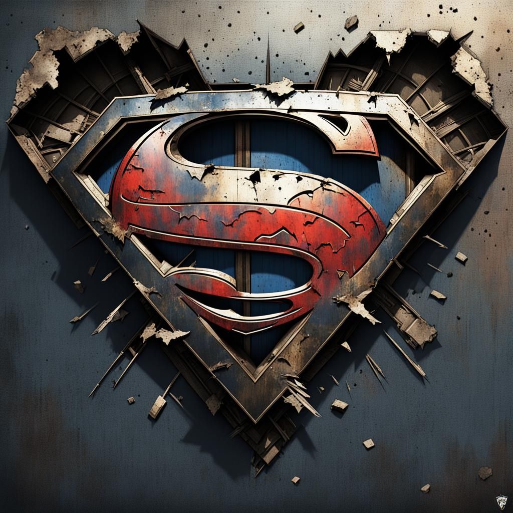 Damaged Superman Logo: Post-Apocalyptic Symbol