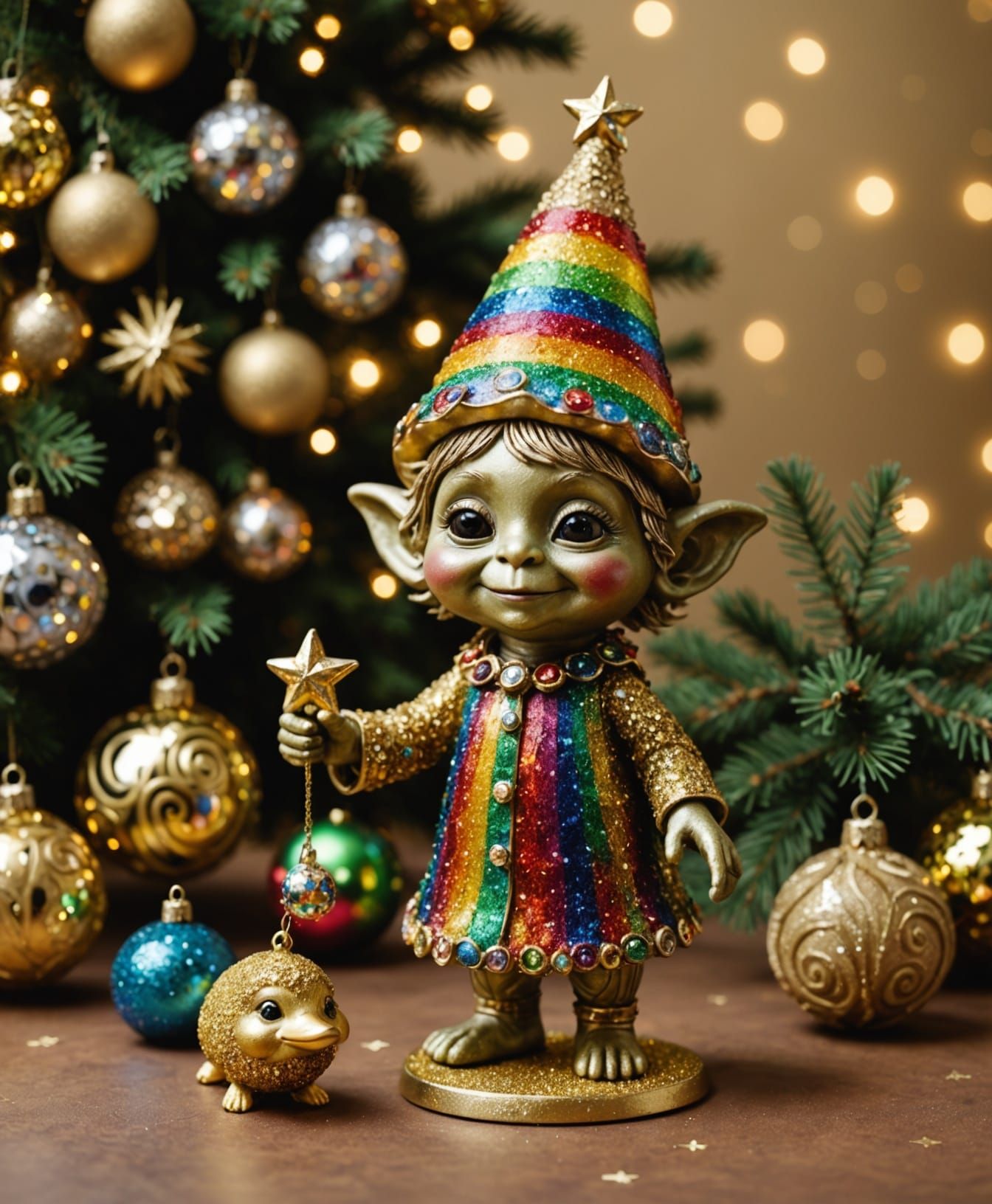 Ethereal Christmas Scene in Art Nouveau Style