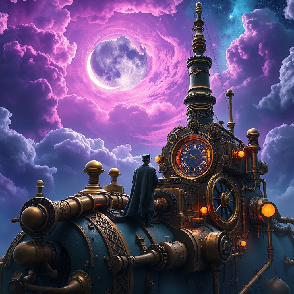 Steampunk Spaceship Soars in Victorian Cosmos