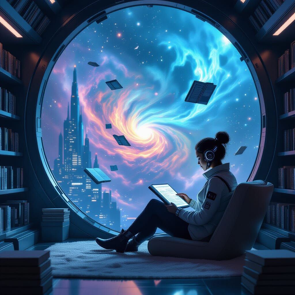 Futuristic Space Station Reading Nook