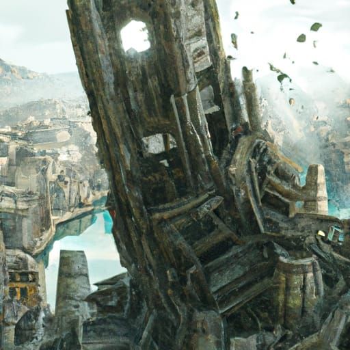 Floating Tower Collapses into Dimensional Rifts