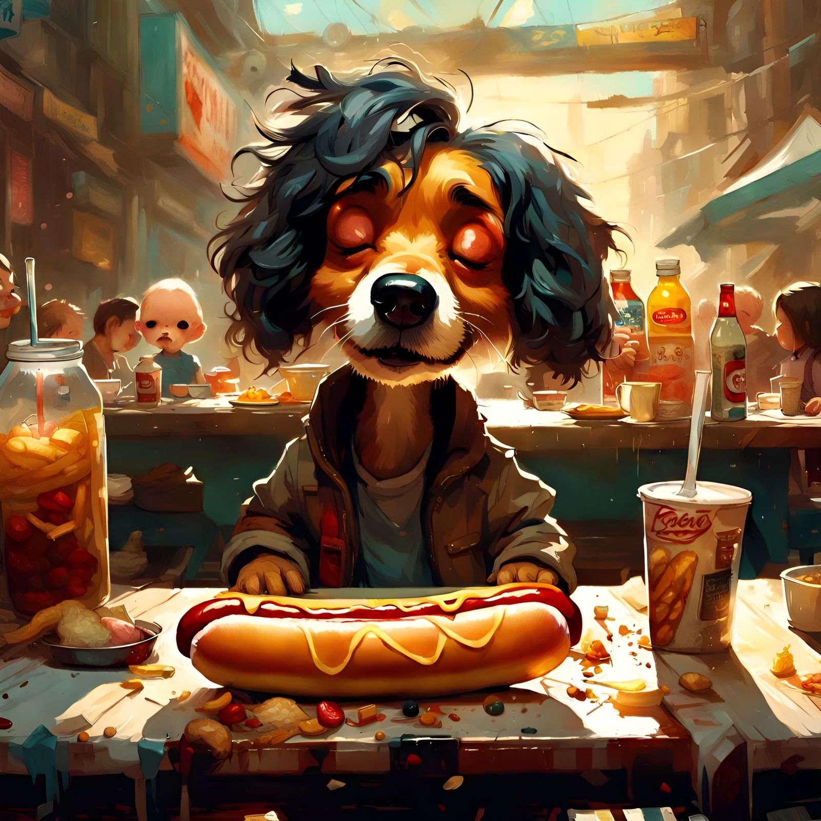 Adorable Food: Anthropomorphic Hot Dog on Sunny Day