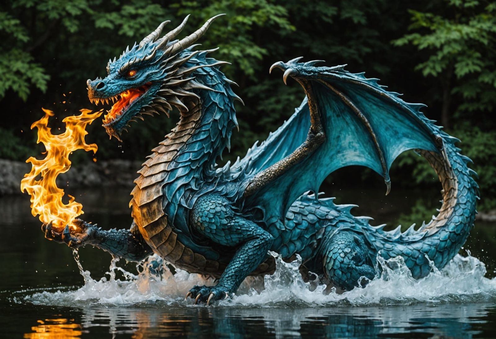 Water Dragon in Soothing Hues