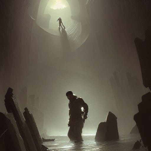 Sinister Atlantic Flood Landscape in Fantasy Art Style