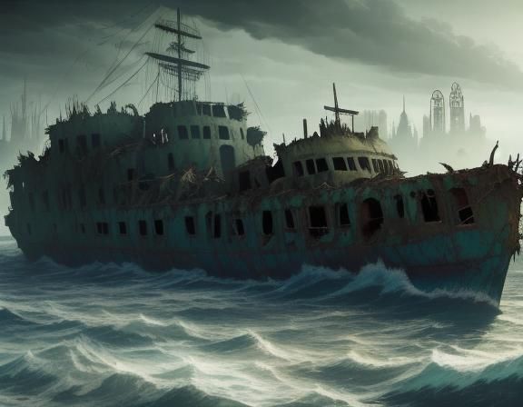 Post-Apocalyptic Derelict Ship Matte Painting