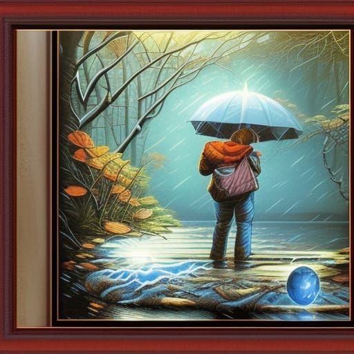 Abstract Freezing Rainwater Diamond Painting in Comic Book S...