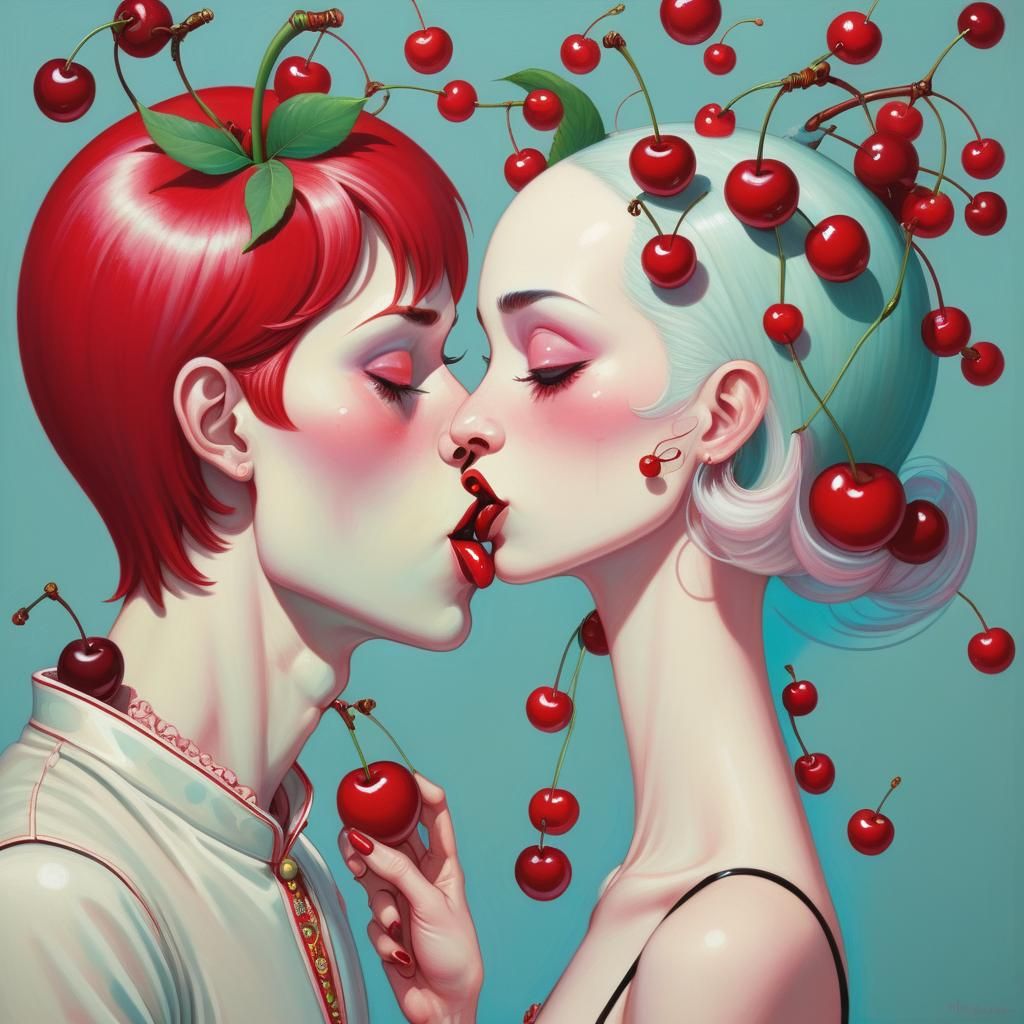Anthropomorphic Cherry Kissed by a Prince