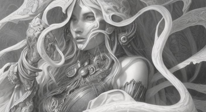 Mystical Semele Portrait in Graphite Style