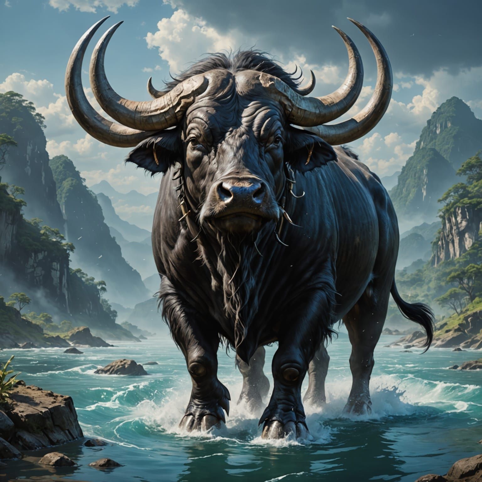 Powerful Water Buffalo, Master of the Deep