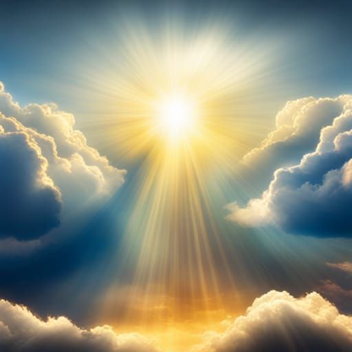 Heavenly Sunshine Beams Through Soft Clouds