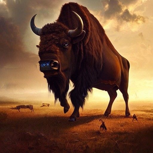 Majestic Gaur in Tropical Rainforest: Digital Art