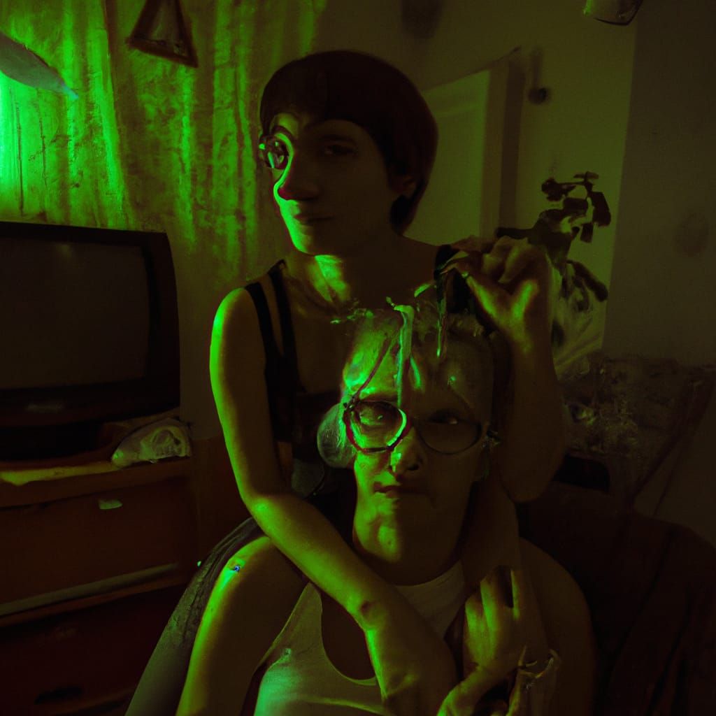 Hero Boy Saves Dystopian Girl in Cyberpunk Street Scene