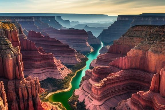 Grand Canyon Landscape: Epic, Detailed Oil Painting
