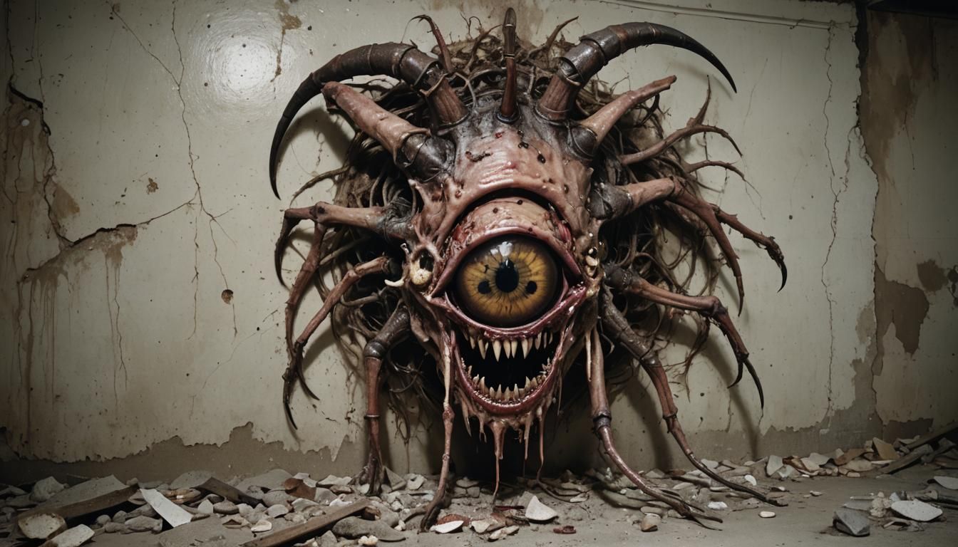 Horrifying Insectoid Eye Carcass in Lovecraftian Horror Scen...