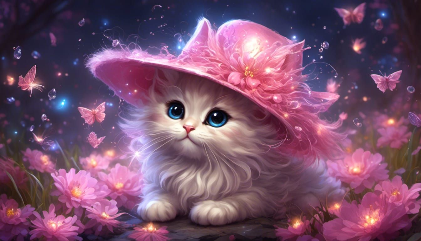 <lora:NC Hyperreal:1.0> A chibi fluffy kitten wearing pink s...