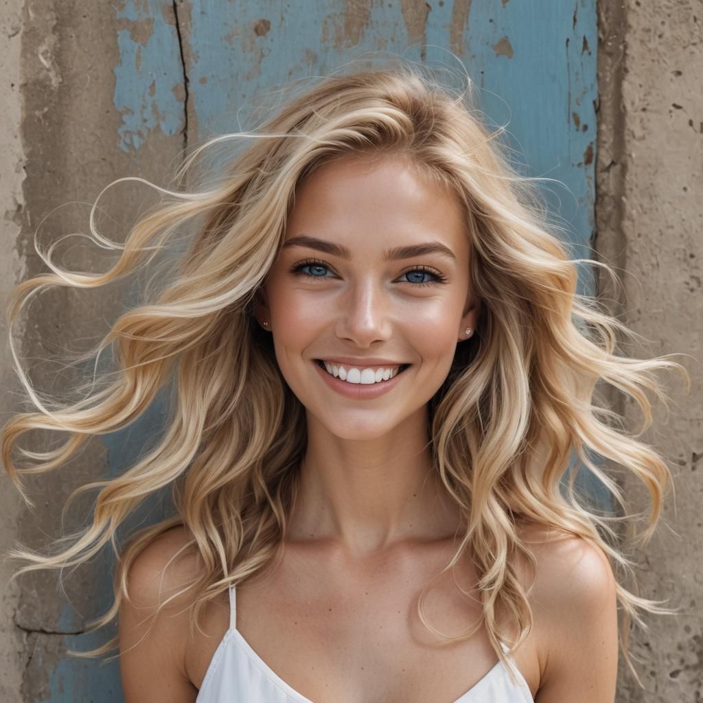Sensual Tanned Blonde with Flowing Hair