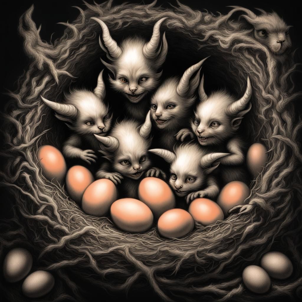 Devils Hatching in Baroque Style