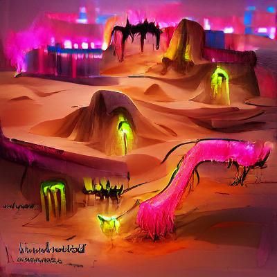 Neon Demon in Magical Underworld Desert Kingdom