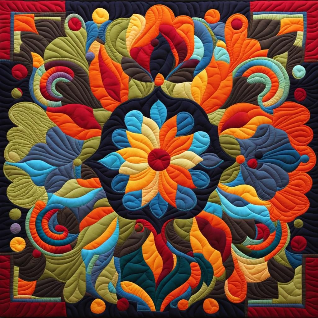 Abstract Appliqué Quilts in Complementary Colors