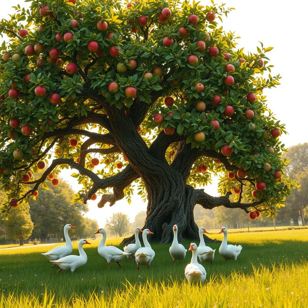 Ancient Apple Tree in Summer Bloom