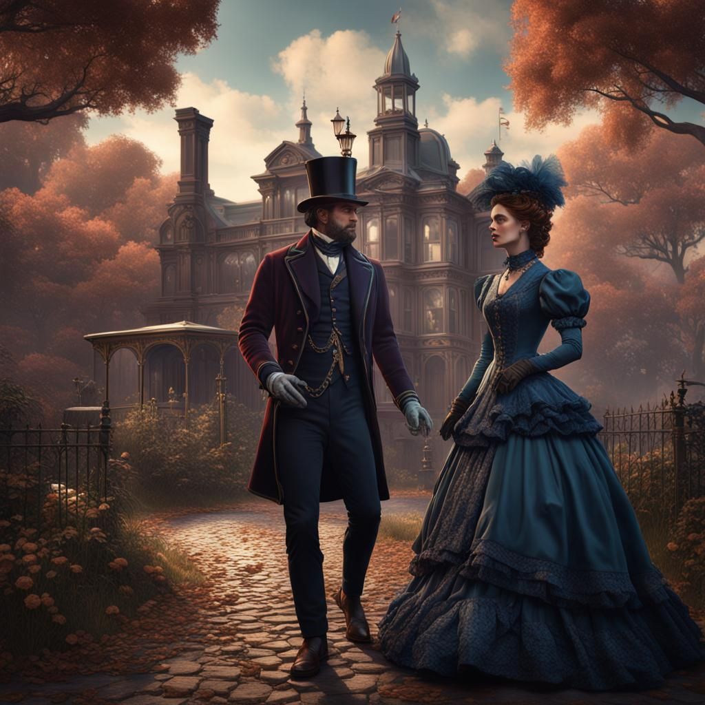 Victorian Romance: Man with Two Women