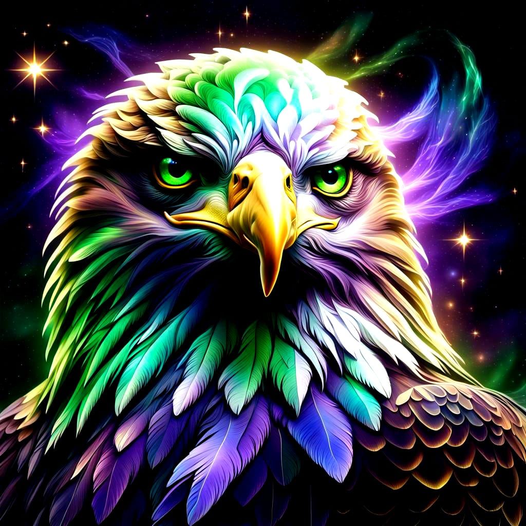 Ethereal Futuristic Eagle with Holographic Iridescence