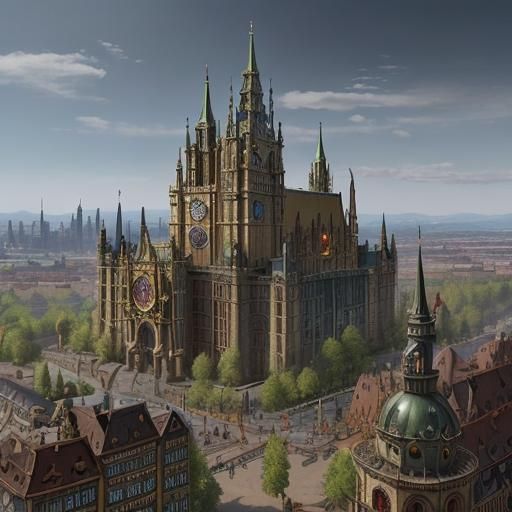 Orc Capitol City with Steampunk Palace