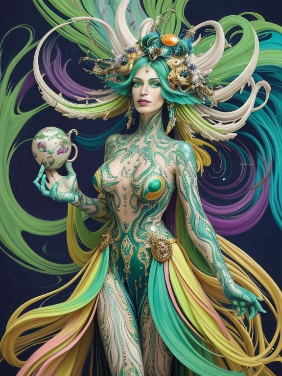 Cosmic Characters in Oil Painting Style